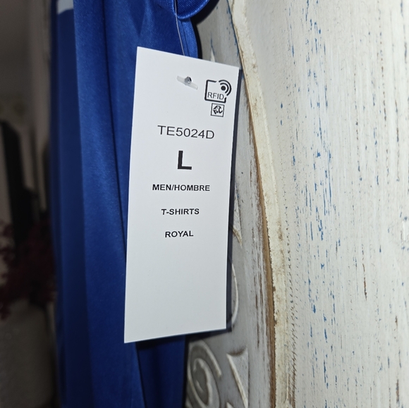 NWT Lg Adidas Trefoil 3 Stripes Blue Short Sleeve Dryfit Breathable - Picture 4 of 8